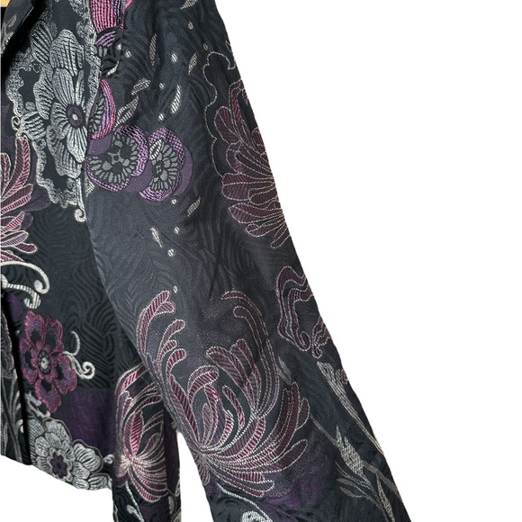 Chico’s 2 Jacquard Twilight Escape Andora Floral Jacket Large Black Purple New - Picture 4 of 11